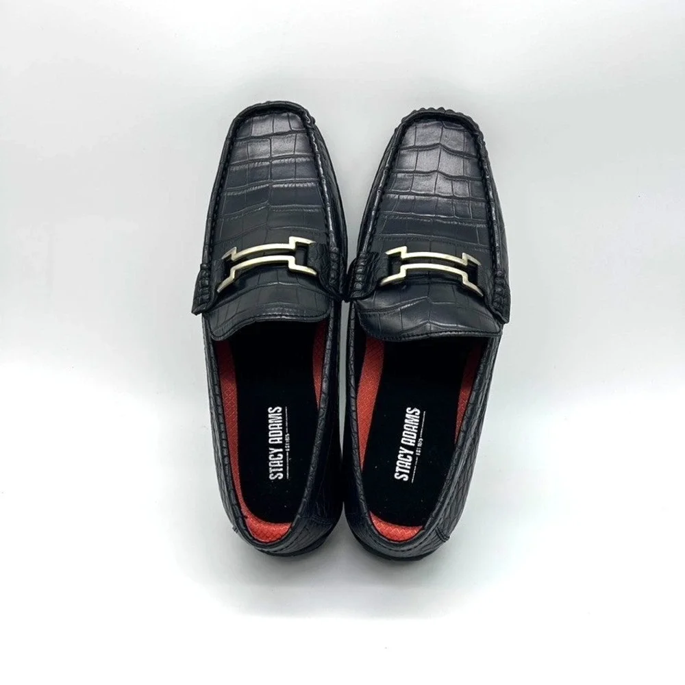 Stacy Adams Embrey Moc Toe Bit Slip-On Dress Men's‎ Shoes Black US 9M